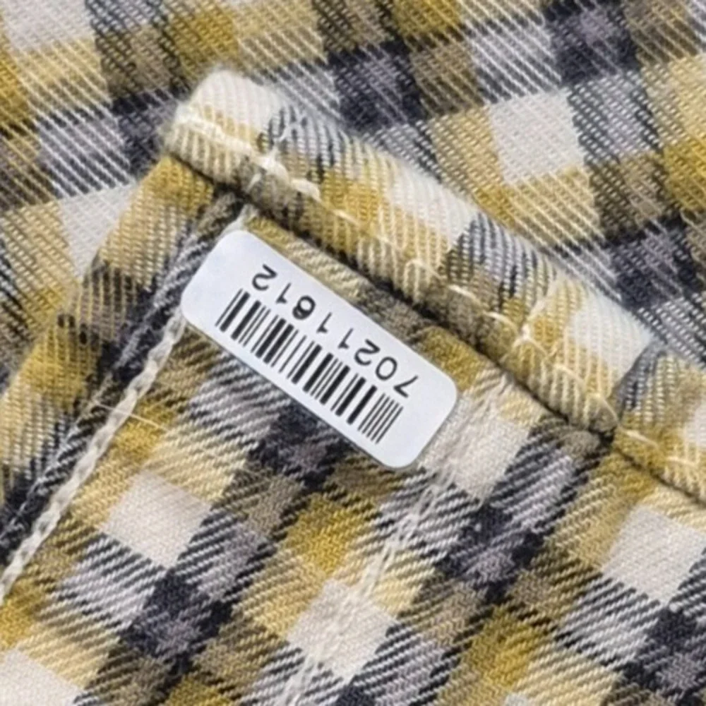Banana Republic Untucked Fit men's brown plaid‎ LS button up shirt LG Cotton